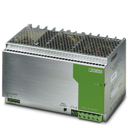 Phoenix Contact Switching Power Supply; QUINT-PS-100-240AC/24DC/40; 24VDC OUT; 40A; 85-264VAC / 90-350VDC IN; Single Phase; DIN Rail Mount; Metal Frame